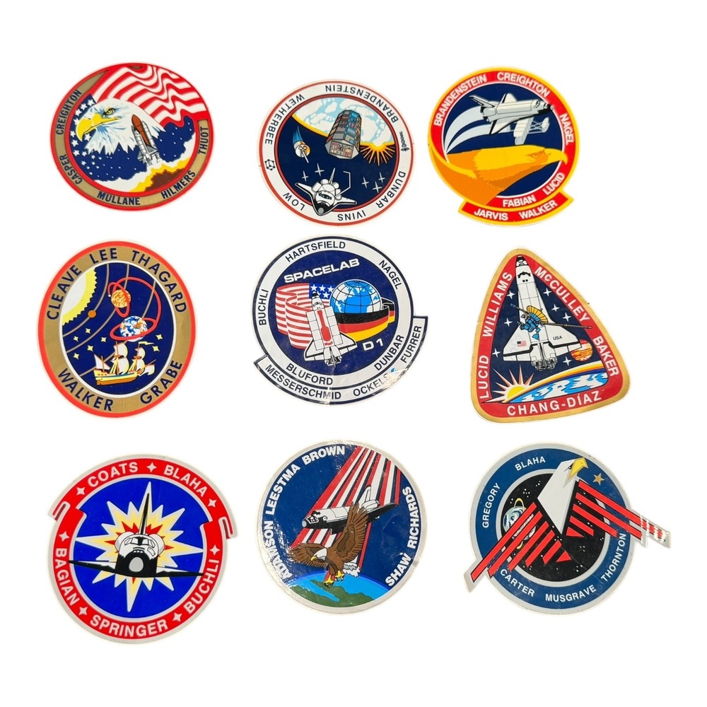 NASA Space‎ Shuttle Mission Sticker Patches Set of 9 Collectible Emblems 90s Y2K